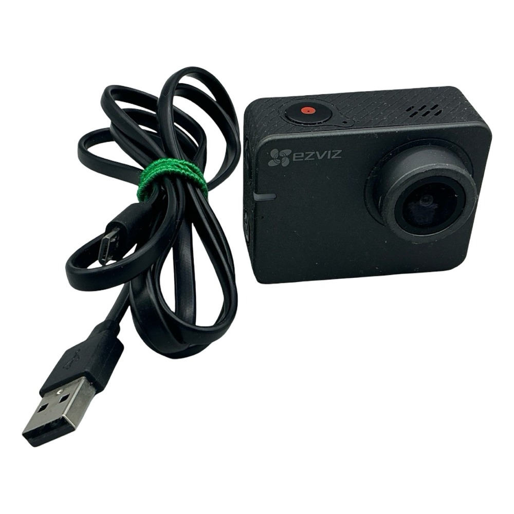 EZVIZ S1C Action Camera 1080p HD 8MP Touch Screen Black with USB Cable